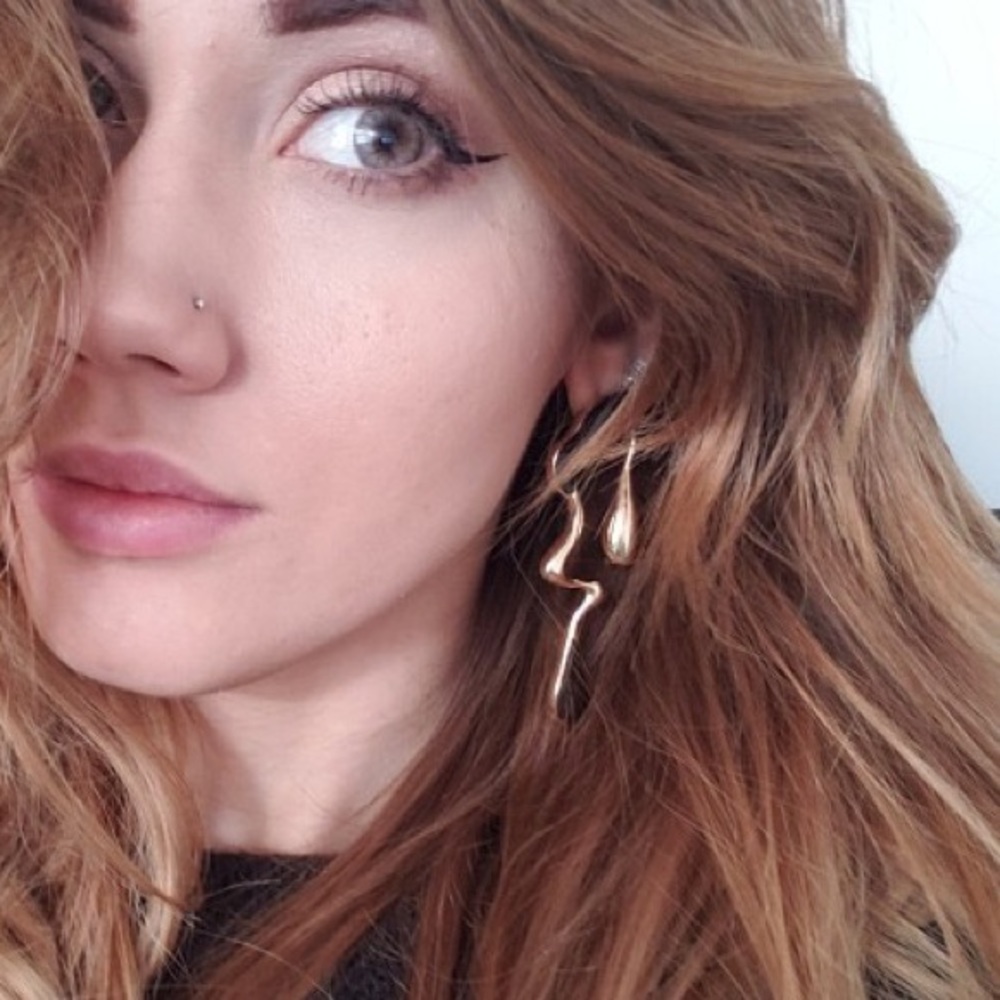 ✨Gold asymmetrical earrings - Picture 7 of 9